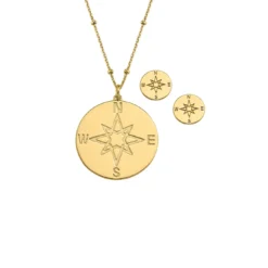 CEM Schmuckset Kompass 925/- Sterlingsilber IP Gelbgold BGT906238