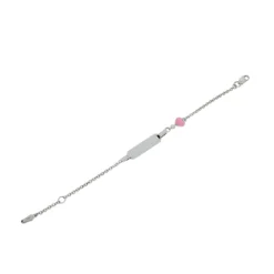 Kettler Identband Silber 925/- Pinkes Herz 14cm