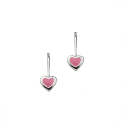 CEM Kinder-Ohrpendel Aus Sterlingsilber Mit Herzchen Aus Lack Gesamtlänge Ca. 15 Mm 5-123868-001
