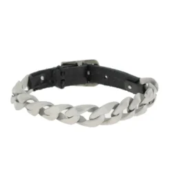 Clochard Fashion Unisex-Armband 21 Cm Panzerkette Mit Lederband BA0401/NE